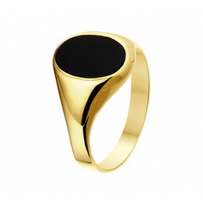 Goud dames zegel ring met onyx 12.5x10.5 mt. 18 - 3181942