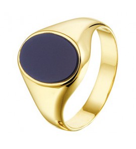 Goud dames zegel ring met blauwlagen 12.5x10.5 mt. 17.5 - 3181944