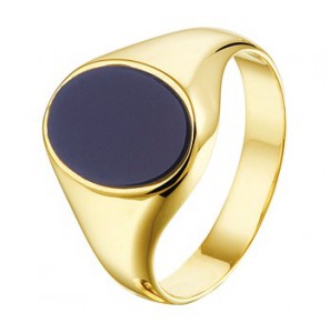 Goud dames zegel ring met blauwlagen 12.5x10.5 mt. 17.5 - 3181944