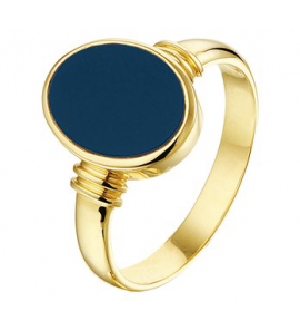 Goud dames zegel ring met blauwlagen 12.5x10.5 mt. 17.5 - 3181949