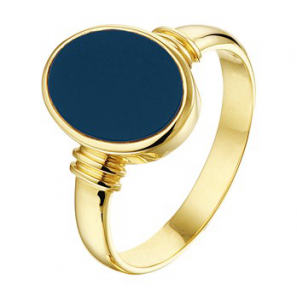 Goud dames zegel ring met blauwlagen 12.5x10.5 mt. 17.5 - 3181949
