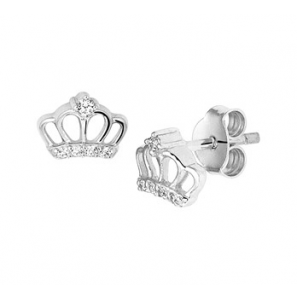 Zilver oorknoppen kroon zirkonia - 3181990