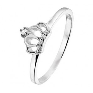 Zilver ring kroon zirkonia - 3181993