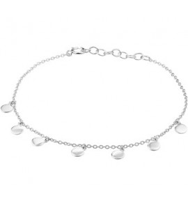 Zilver RH anker armband 1.2 mm met ronde plaatjes 16.5+2.5 cm - 3181981