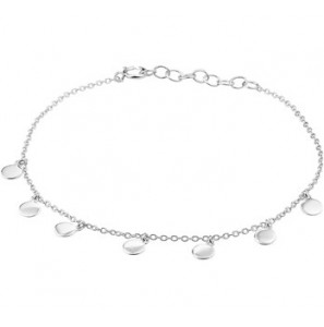 Zilver RH anker armband 1.2 mm met ronde plaatjes 16.5+2.5 cm - 3181981