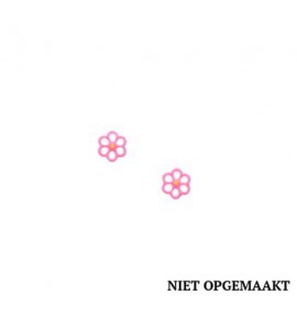 Zilveren oorknop RH bloem wit/roze - 3181664
