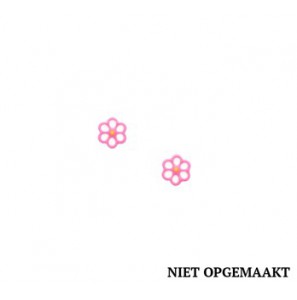 Zilveren oorknop RH bloem wit/roze - 3181664