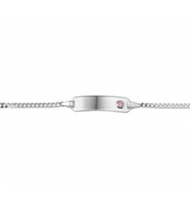 Zilveren plaatarmband gourmet met roze zirconia 11-13 cm - 3181681