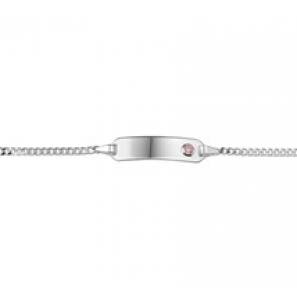 Zilveren plaatarmband gourmet met roze zirconia 11-13 cm - 3181681