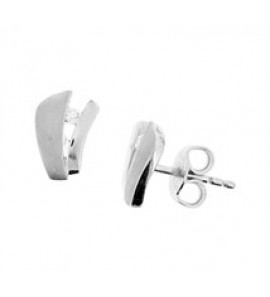 Zilveren oorknop RH fantasie mat/glans met zirconia - 3181701