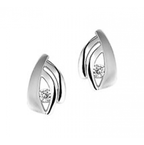 Zilveren oorknop RH fantasie mat/glans met zirconia - 3181702