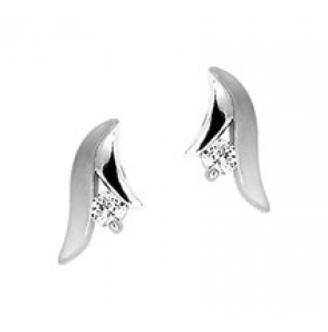 Zilveren oorknop RH fantasie mat/glans met zirconia - 3181703