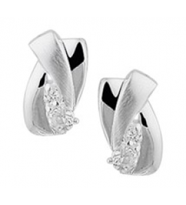 Zilveren oorknop RH fantasie mat/glans met zirconia - 3181706