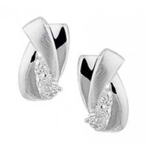 Zilveren oorknop RH fantasie mat/glans met zirconia - 3181706