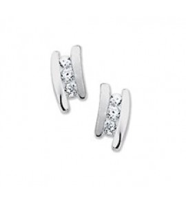 Zilveren oorknop RH fantasie mat/glans met zirconia - 3181707
