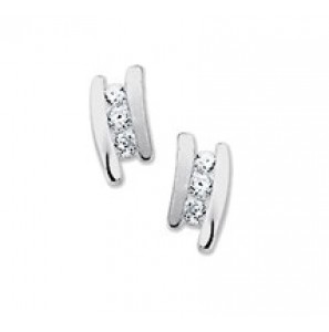 Zilveren oorknop RH fantasie mat/glans met zirconia - 3181707