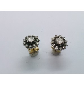 Goud antiek oorknop antourage roos diamant zettingen +/- 0.40 crt - 3151791