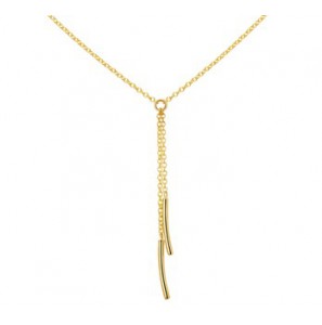 Goud Y-collier anker met twee ovaaltjes 42-45 cm - 3182543