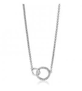 ZINZI zlv. collier 2 ronde vormen in elkaar 1x zirk. 40/45 cm - 3182578