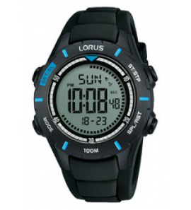 Lorus heren digitaal siliconen band zwart 100m - 3190175