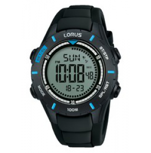 Lorus heren digitaal siliconen band zwart 100m - 3190175