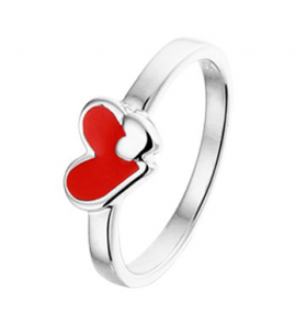 Zilver RH kinderring hartjes email mt. 14 - 3190399