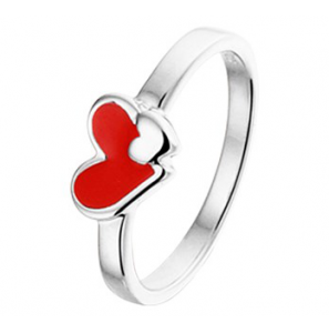 Zilver RH kinderring hartjes email mt. 14 - 3190399