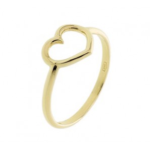 Geelgouden ring met open hartje maat 17,5 - 3160130