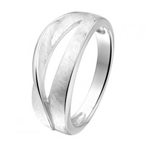 Zilveren ring fantasie mat/glans maat 17,75 - 3160146