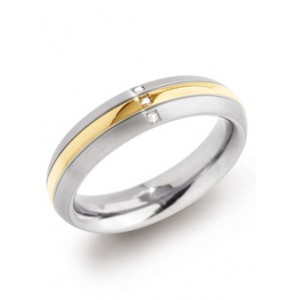 Boccia ring 0131-0453 bicolor met diamant 3x0.015 - 3190575