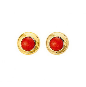 Goud oorknoppen 8 mm net koraal 5 mm - 3190783
