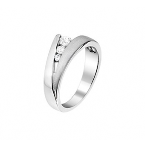 Zilver RH dames ring mat/glans en zirk. mt. 19½ - 3190832