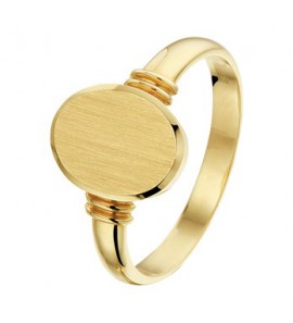 Geel goud graveerring massief mat gediamanteerd 12.5x10 mm mt. 18 - 3190855