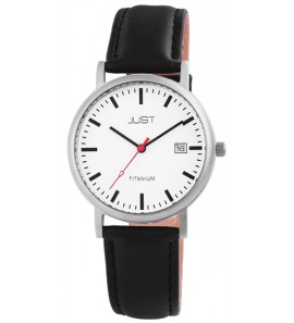 Just heren titanium zwart leder band 5 Atm. - 3191526