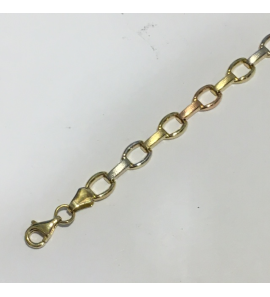 Goud armband tri-colour glans/mat 6 mm 19 cm - 3192631