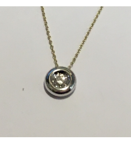 Goud collier anker met hanger WG 0,10 crt briljant 42-45 cm - 3192653