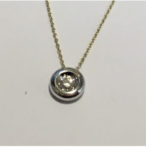 Goud collier anker met hanger WG 0,10 crt briljant 42-45 cm - 3192653