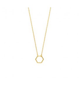 Goud anker collier met een zeshoek hanger van 7x8 mm 40-42-44 cm - 3192681