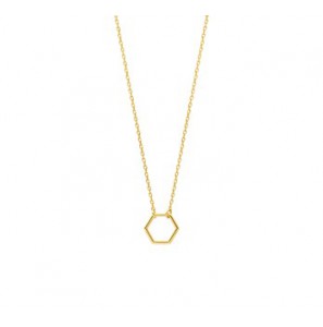 Goud anker collier met een zeshoek hanger van 7x8 mm 40-42-44 cm - 3192681
