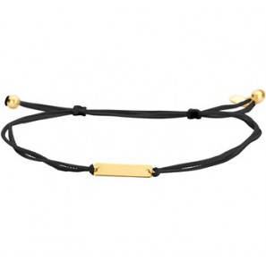 Zwart gevlochten armband met 14k plaatje van 12x3 mm.13-19 cm - 3192685