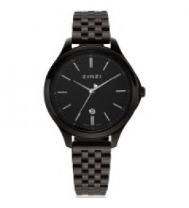 ZINZI classy 34 mm zwarte wijzerplaat, kast en band - 3192753