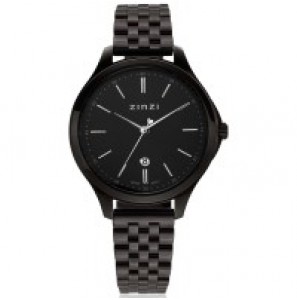 ZINZI classy 34 mm zwarte wijzerplaat, kast en band - 3192753