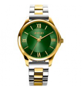 ZINZI Classy Mini 30 mm, wijzerplaat groen, gg kast/bicolour band - 3192756