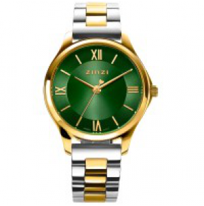 ZINZI Classy Mini 30 mm, wijzerplaat groen, gg kast/bicolour band - 3192756