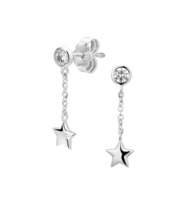 Wit goud oorhangerszirkonia en ster - 3191596