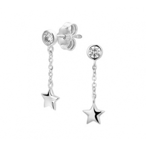 Wit goud oorhangerszirkonia en ster - 3191596