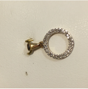 Goud hanger rondje open met diam. 0.06 crt. - 3191600