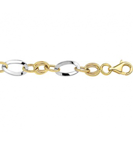 Goud bicolour collier met ovelen schakels 7 mm 45 cm - 3191605