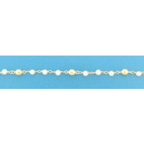 9 krt. armbandje 3x gd bol en 12x zw parel kraal 13-16 cm - 3191568