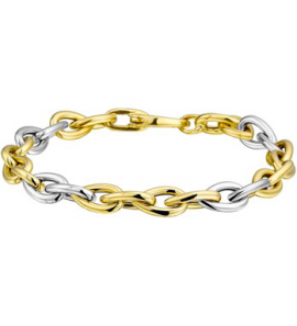 Goud bicolour collier met ovalen schakels 7 mm 45 cm - 3191606